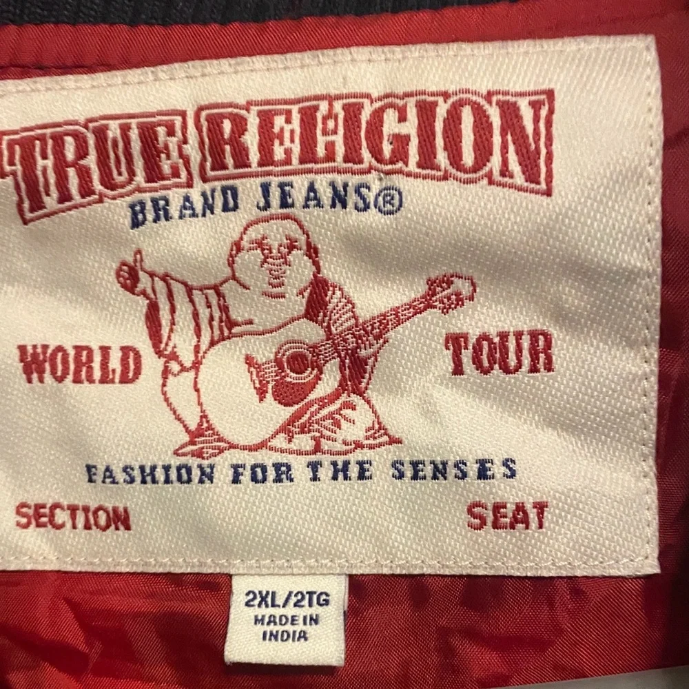 True Religion Buddha Varsity TR-02 Jacket Blue White Wool Blend Men’s 2XL